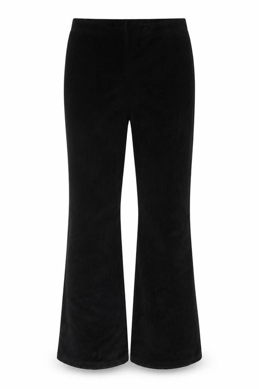 Divided H&M Women Black UK 14 Flared Corduroy Elastic Waist Trousers