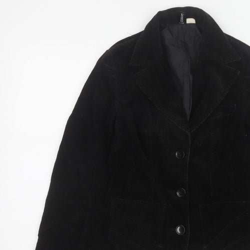 H&M Divided Teens Black UK 6 Corduroy Blazer Notch Lapel
