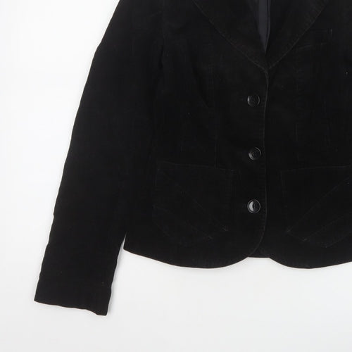 H&M Divided Teens Black UK 6 Corduroy Blazer Notch Lapel