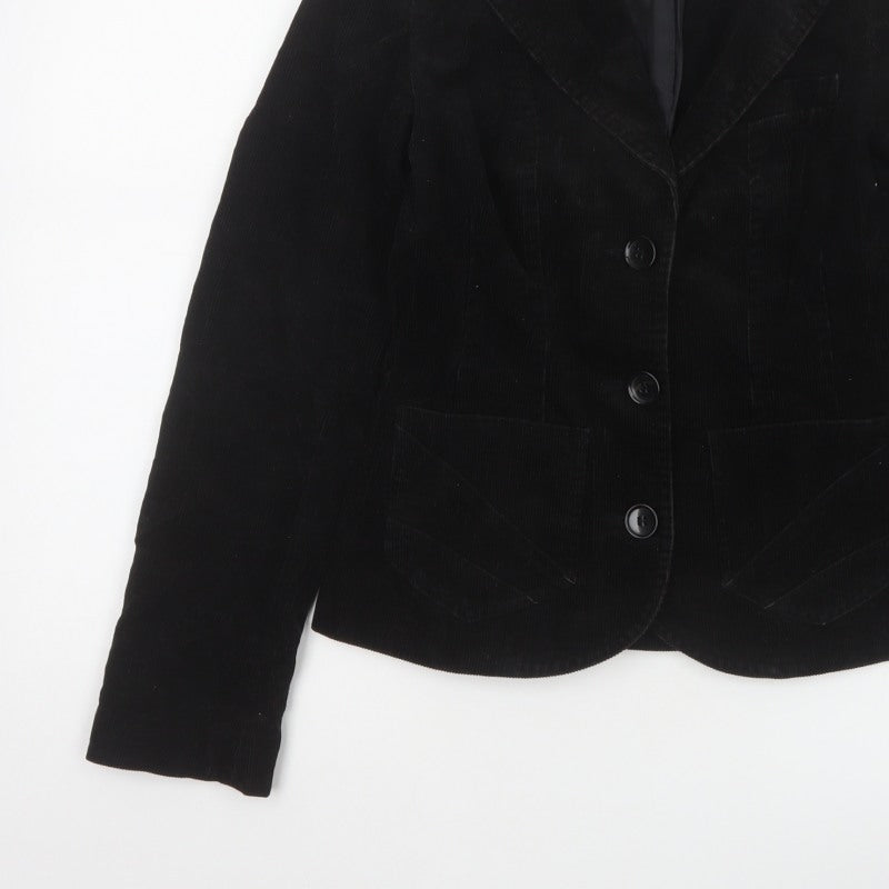 H&M Divided Teens Black UK 6 Corduroy Blazer Notch Lapel