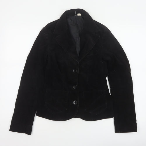 H&M Divided Teens Black UK 6 Corduroy Blazer Notch Lapel