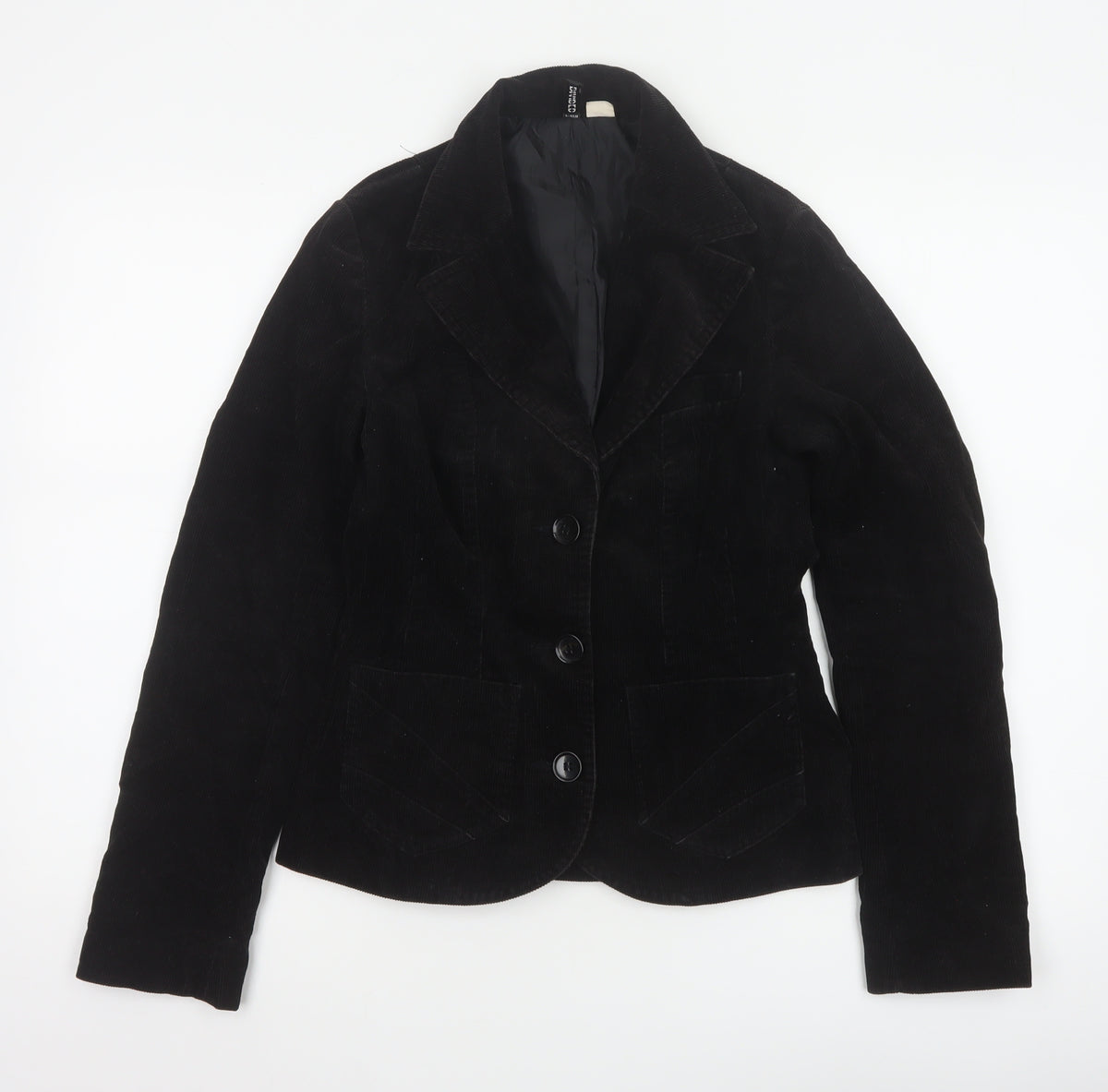 H&M Divided Teens Black UK 6 Corduroy Blazer Notch Lapel