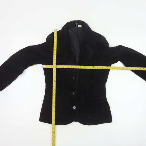 H&M Divided Teens Black UK 6 Corduroy Blazer Notch Lapel