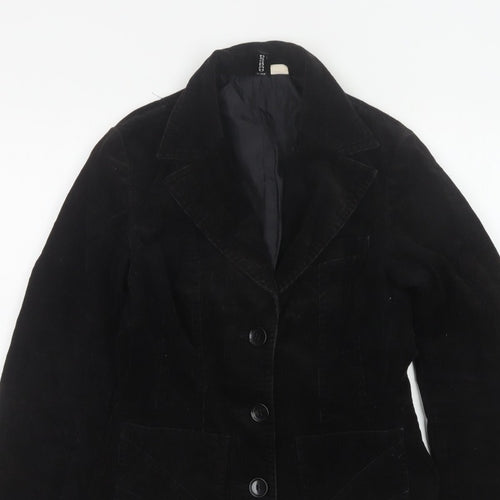 H&M Divided Teens Black UK 6 Corduroy Blazer Notch Lapel