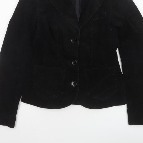H&M Divided Teens Black UK 6 Corduroy Blazer Notch Lapel