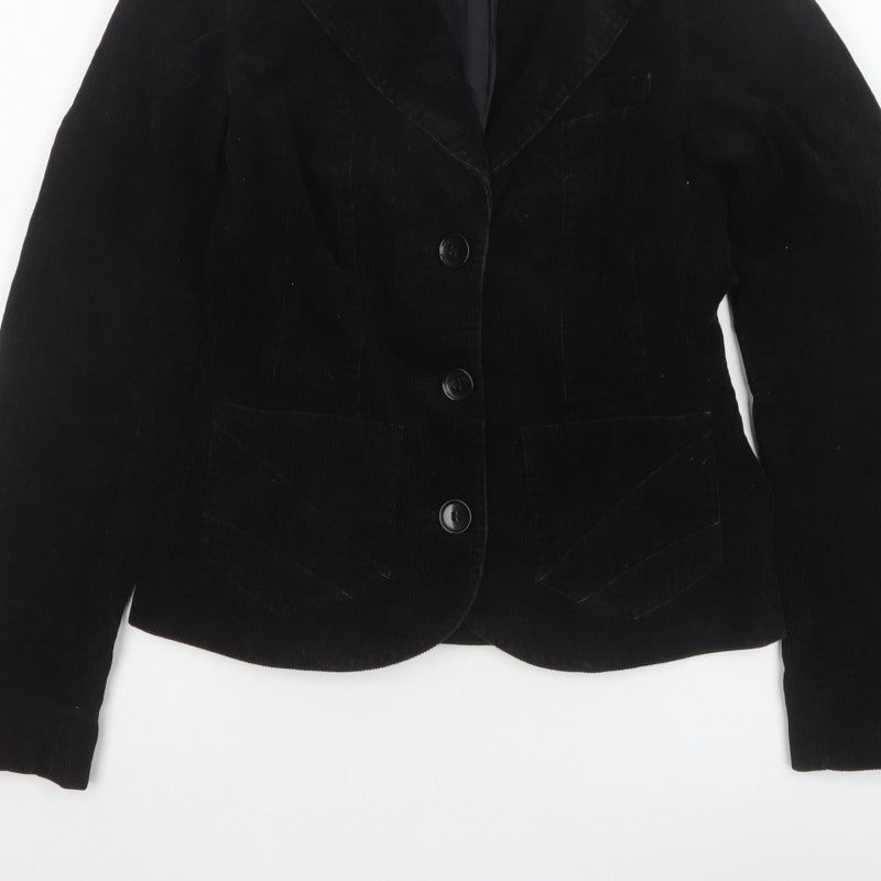 H&M Divided Teens Black UK 6 Corduroy Blazer Notch Lapel
