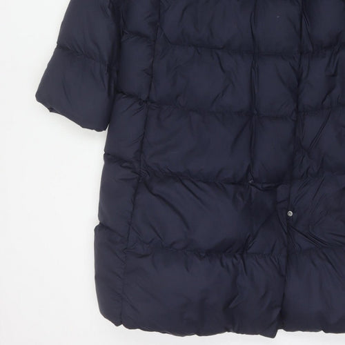 Uniqlo Women Blue UK 14 Long Puffer Jacket Down Quilted Insulated