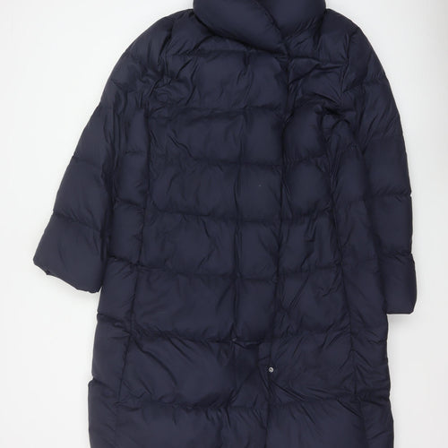 Uniqlo Women Blue UK 14 Long Puffer Jacket Down Quilted Insulated