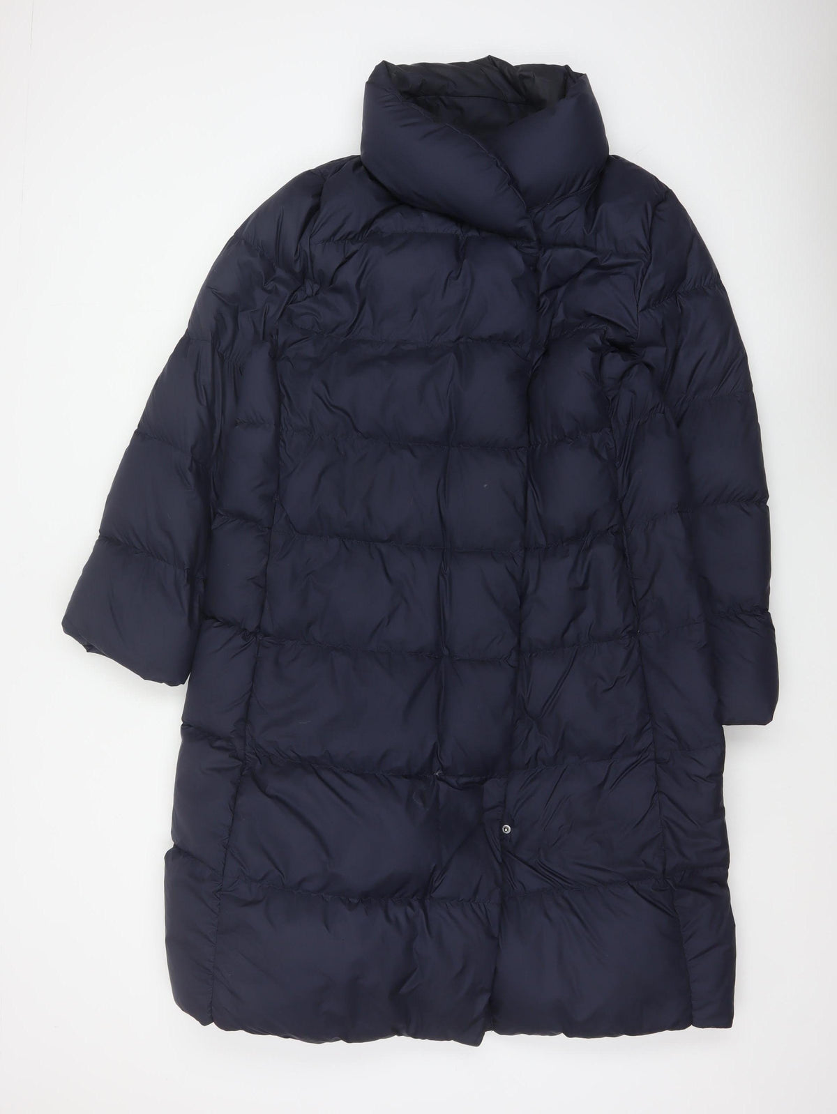 Uniqlo Women Blue UK 14 Long Puffer Jacket Down Quilted Insulated
