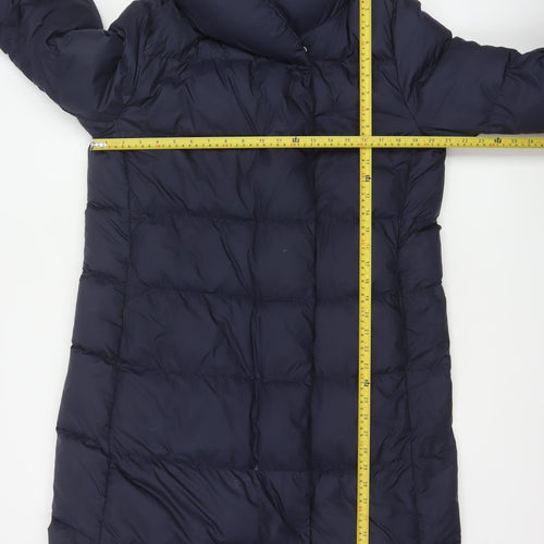 Uniqlo Women Blue UK 14 Long Puffer Jacket Down Quilted Insulated