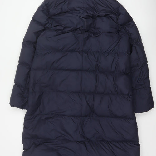 Uniqlo Women Blue UK 14 Long Puffer Jacket Down Quilted Insulated