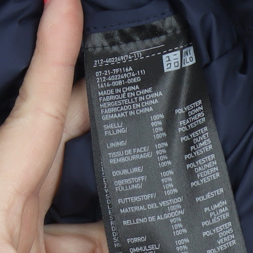 Uniqlo Women Blue UK 14 Long Puffer Jacket Down Quilted Insulated