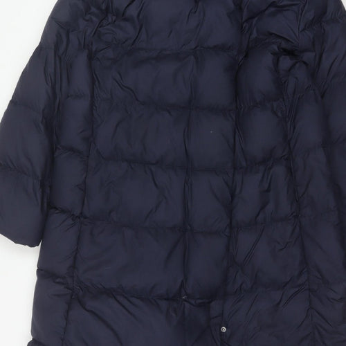 Uniqlo Women Blue UK 14 Long Puffer Jacket Down Quilted Insulated