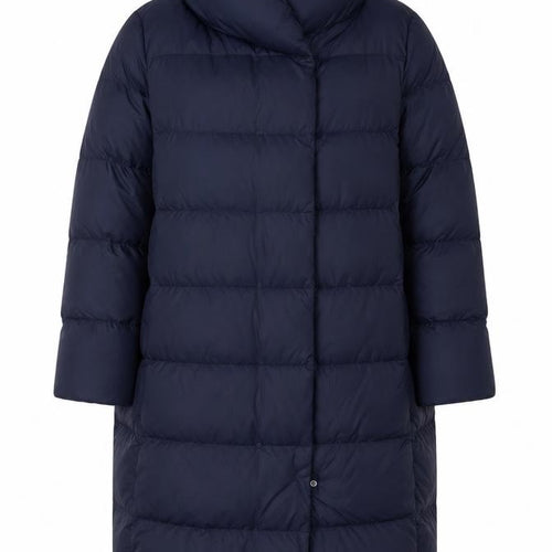 Uniqlo Women Blue UK 14 Long Puffer Jacket Down Quilted Insulated