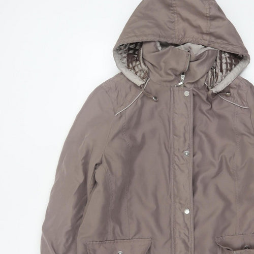 BM Women’s Brown M Hooded Padded Parka Jacket Quilted Pockets