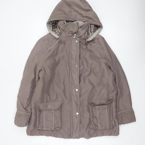 BM Women’s Brown M Hooded Padded Parka Jacket Quilted Pockets