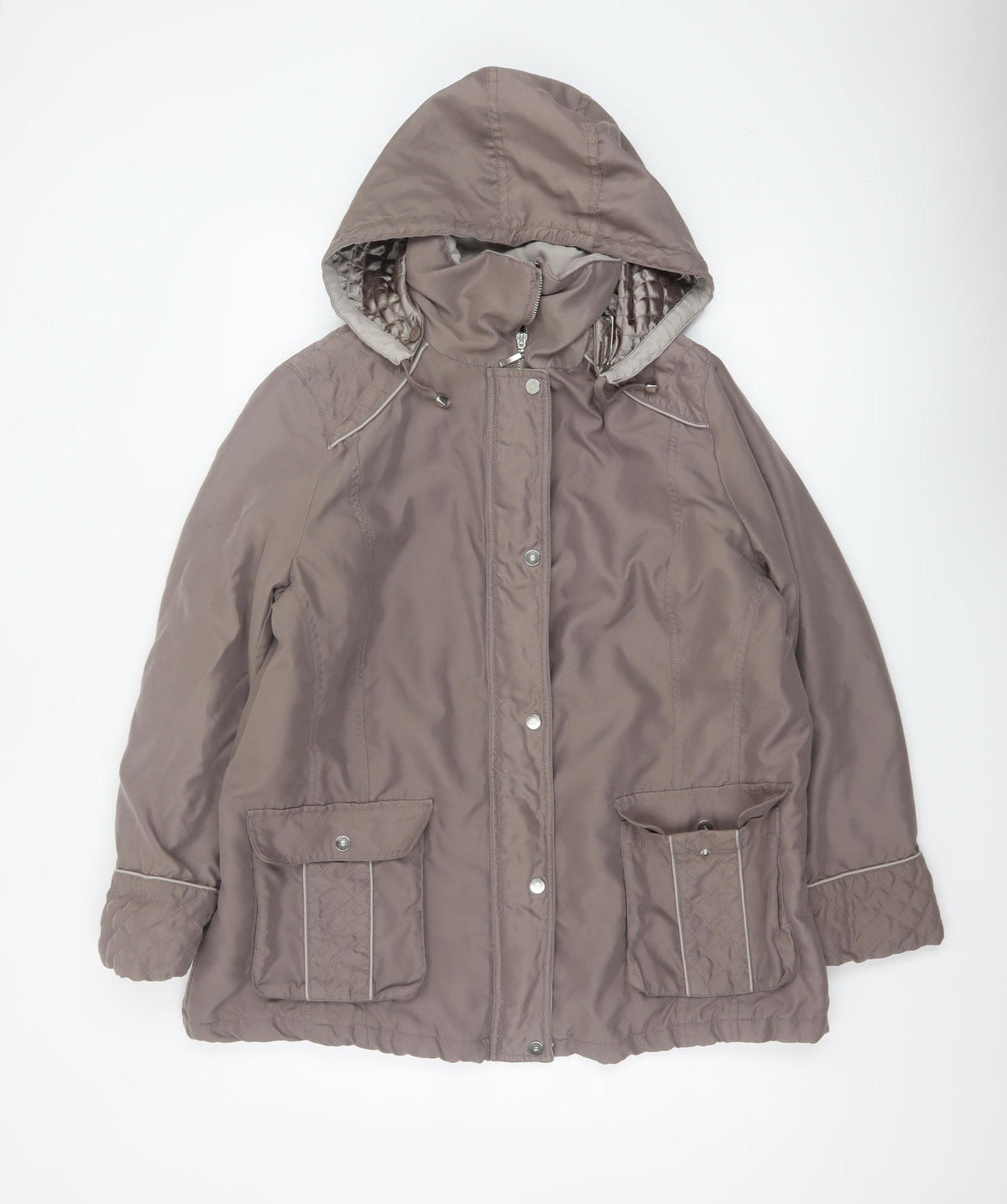 BM Women’s Brown M Hooded Padded Parka Jacket Quilted Pockets