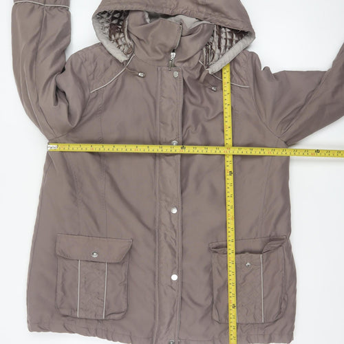 BM Women’s Brown M Hooded Padded Parka Jacket Quilted Pockets