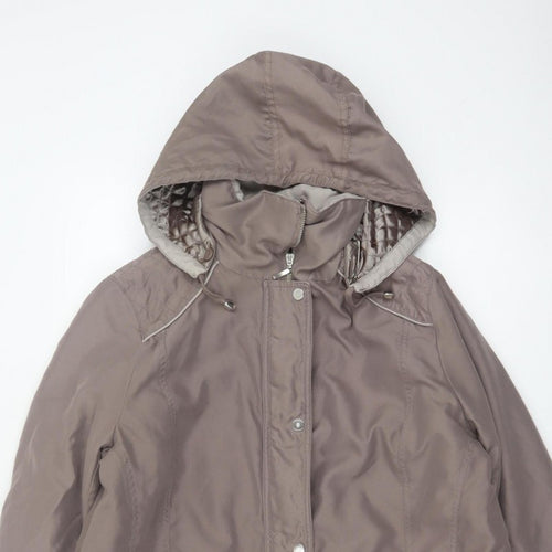 BM Women’s Brown M Hooded Padded Parka Jacket Quilted Pockets
