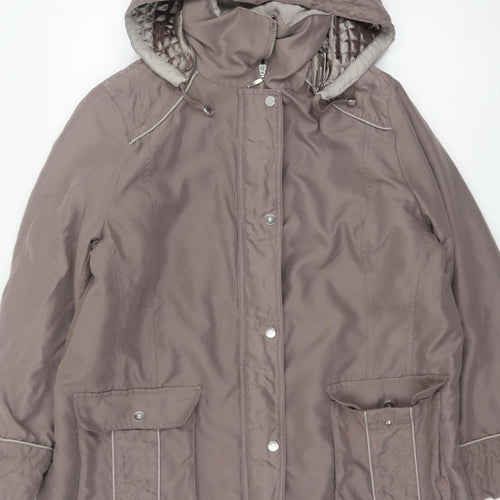 BM Women’s Brown M Hooded Padded Parka Jacket Quilted Pockets