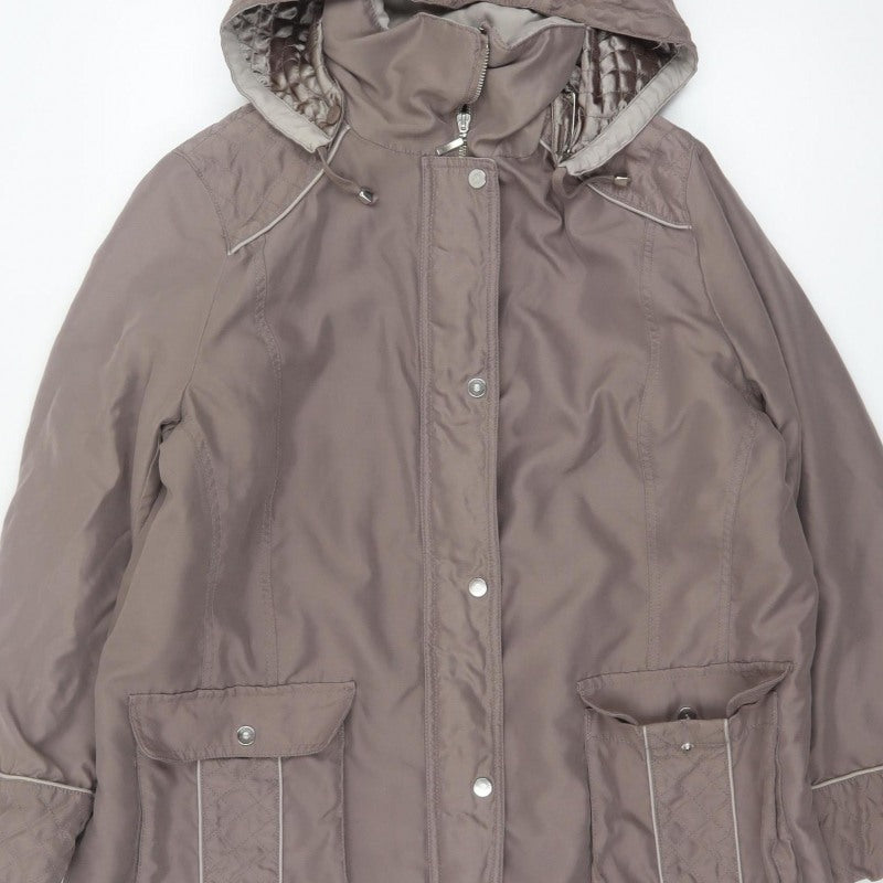 BM Women’s Brown M Hooded Padded Parka Jacket Quilted Pockets