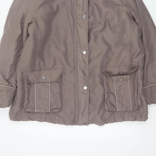 BM Women’s Brown M Hooded Padded Parka Jacket Quilted Pockets