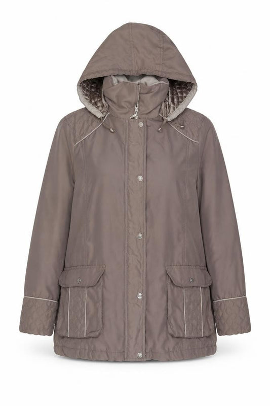 BM Women’s Brown M Hooded Padded Parka Jacket Quilted Pockets