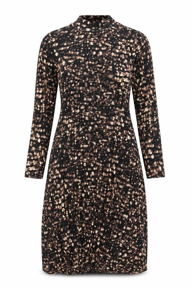 M&S Womens Brown Size 12 Fit & Flare Long High Neck Jersey Dress
