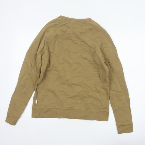 Marks and Spencer Men Brown S Crew Neck Cotton Pullover Sweatshirt