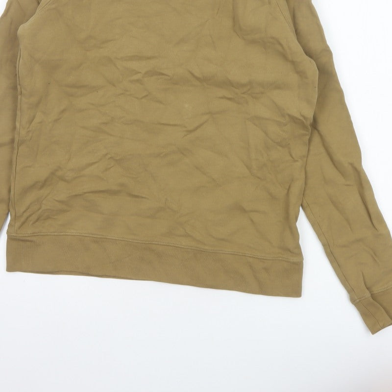 Marks and Spencer Men Brown S Crew Neck Cotton Pullover Sweatshirt