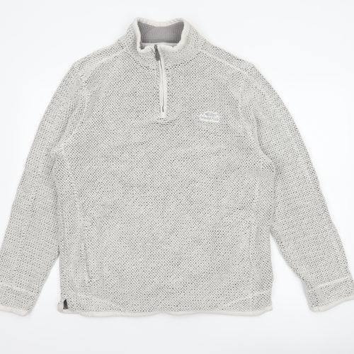 Weird Fish Men’s Grey Large 1/4 Zip Knit Sweatshirt Organic Cotton