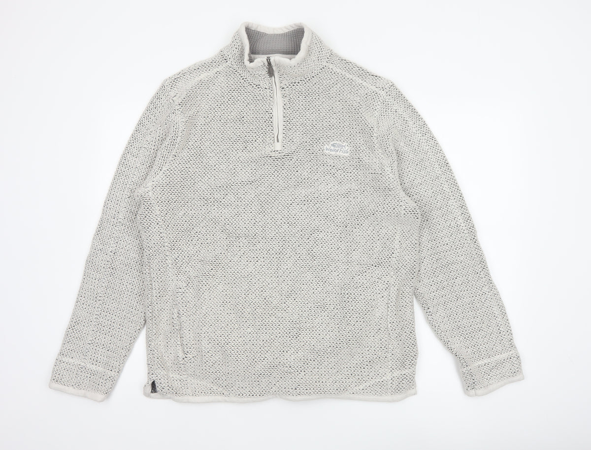 Weird Fish Men’s Grey Large 1/4 Zip Knit Sweatshirt Organic Cotton