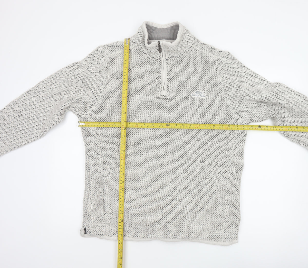 Weird Fish Men’s Grey Large 1/4 Zip Knit Sweatshirt Organic Cotton