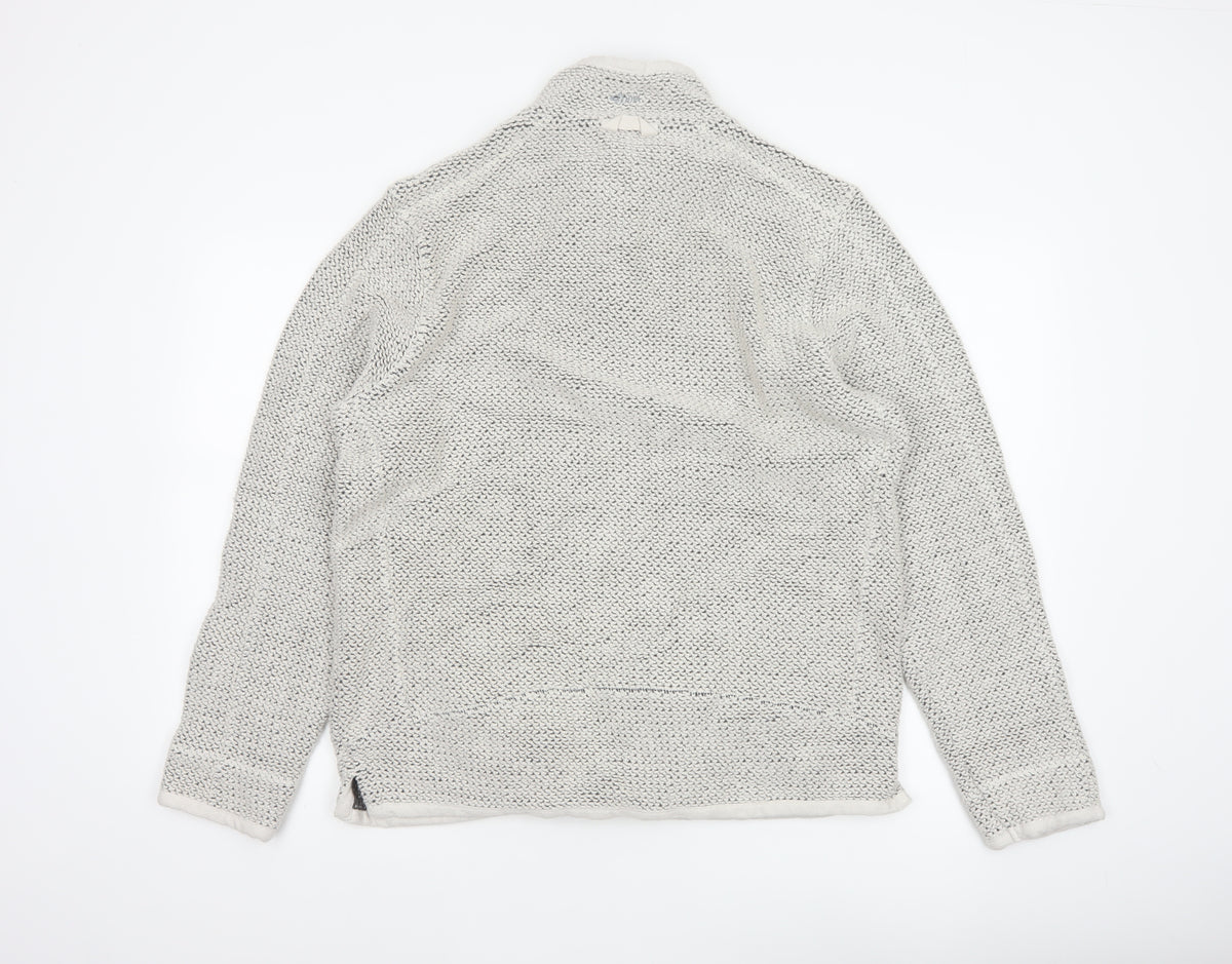 Weird Fish Men’s Grey Large 1/4 Zip Knit Sweatshirt Organic Cotton