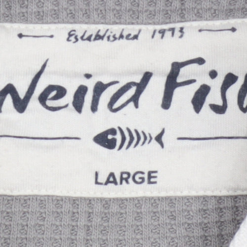 Weird Fish Men’s Grey Large 1/4 Zip Knit Sweatshirt Organic Cotton