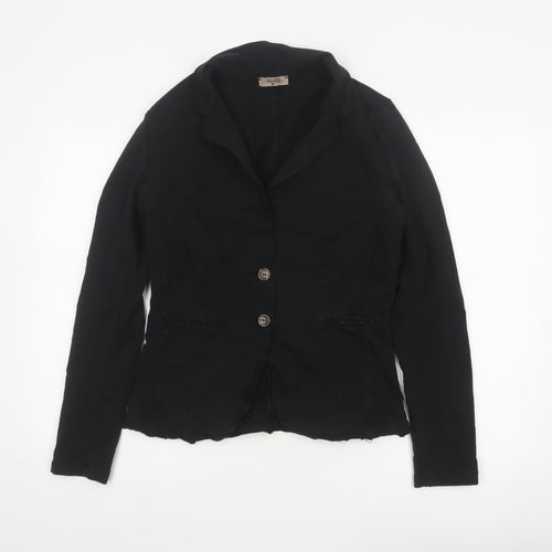 Bebe-Litte Women Black M Tailored Short Two Button Blazer Jacket