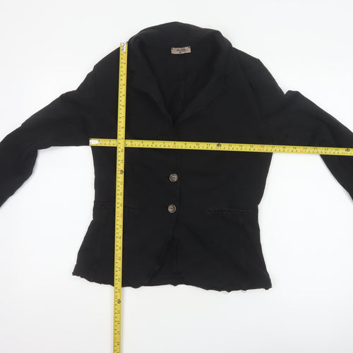 Bebe-Litte Women Black M Tailored Short Two Button Blazer Jacket