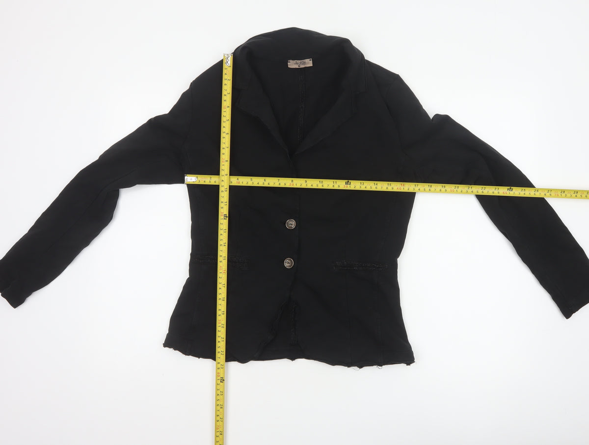 Bebe-Litte Women Black M Tailored Short Two Button Blazer Jacket