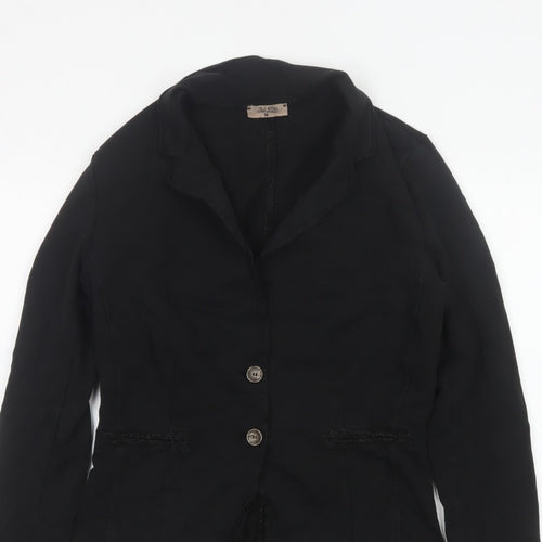 Bebe-Litte Women Black M Tailored Short Two Button Blazer Jacket