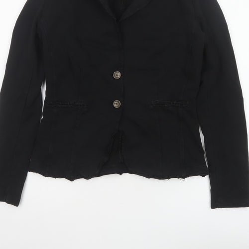 Bebe-Litte Women Black M Tailored Short Two Button Blazer Jacket