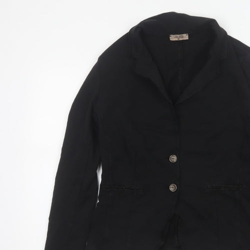 Bebe-Litte Women Black M Tailored Short Two Button Blazer Jacket