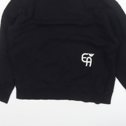 Emporio Armani Men Black M Pullover Mock Neck Logo Sweatshirt