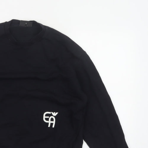 Emporio Armani Men Black M Pullover Mock Neck Logo Sweatshirt