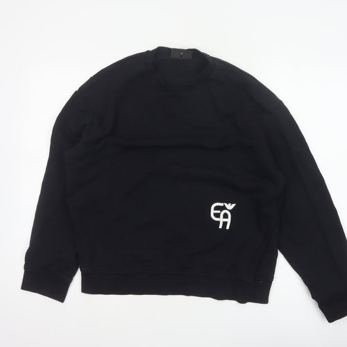 Emporio Armani Men Black M Pullover Mock Neck Logo Sweatshirt