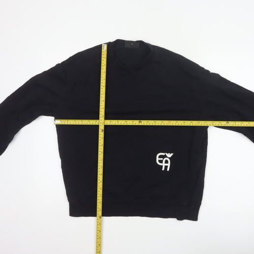Emporio Armani Men Black M Pullover Mock Neck Logo Sweatshirt
