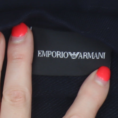 Emporio Armani Men Black M Pullover Mock Neck Logo Sweatshirt