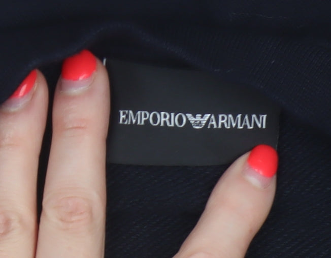 Emporio Armani Men Black M Pullover Mock Neck Logo Sweatshirt