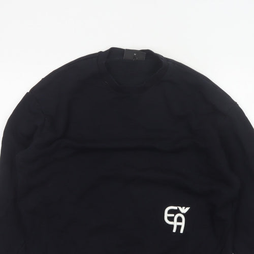 Emporio Armani Men Black M Pullover Mock Neck Logo Sweatshirt
