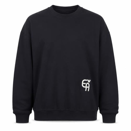 Emporio Armani Men Black M Pullover Mock Neck Logo Sweatshirt