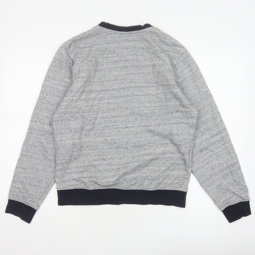Sergio Tacchini Men's Grey M Logo Graphic Fleece Pullover Sweatshirt